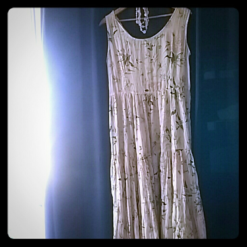 Pink cotton scoop neck a line maxi dress
